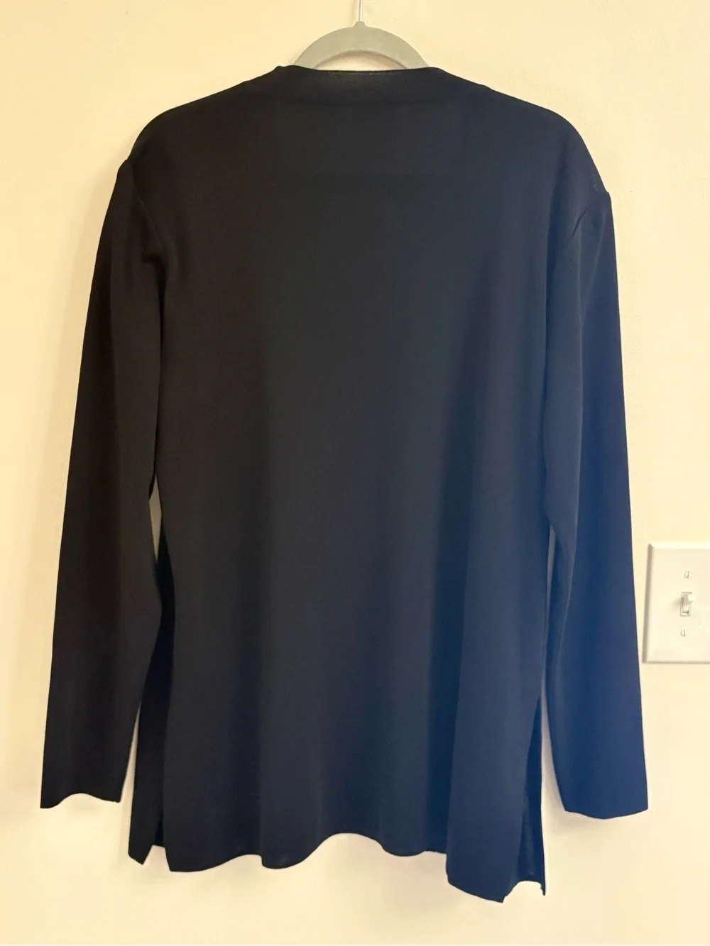 Exclusively Misook Black Open Front Knit Cardigan Large Career Travel Jacket - Picture 4 of 7